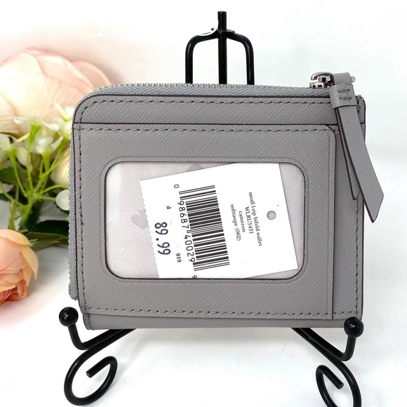 Kate ♠️Spade Small ZIP Bifold Wallet Cameron Grey - Picture 2 of 6